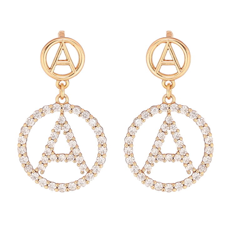 Серьги Xuping цвет Позолота 18К пусеты "Подвески с буквой А" фото №9