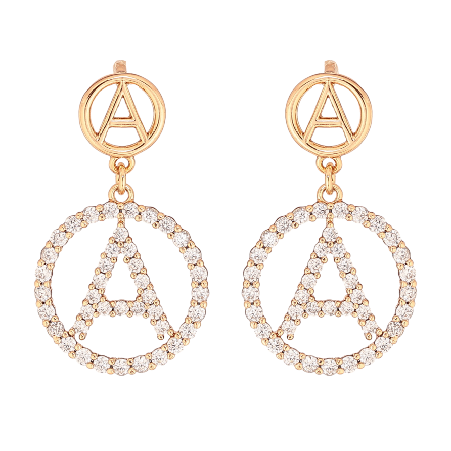 Серьги Xuping цвет Позолота 18К пусеты "Подвески с буквой А" фото №1