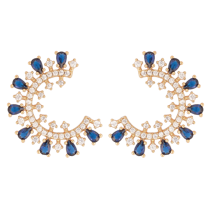 Сережки Xuping колір Позолота 18К пусети "Інкрустація з синіми кристалами" фото №13