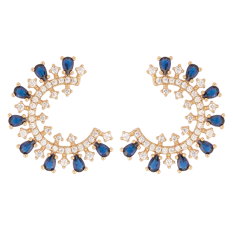 Сережки Xuping колір Позолота 18К пусети "Інкрустація з синіми кристалами" фото №2