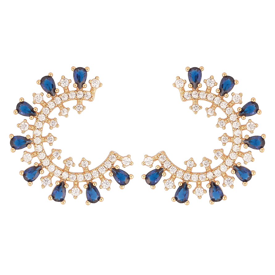 Сережки Xuping колір Позолота 18К пусети "Інкрустація з синіми кристалами" фото №1