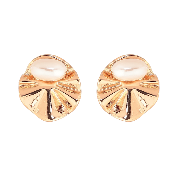 Серьги Xuping цвет Позолота 18К пусеты "Узор с жемчужинами" фото №11