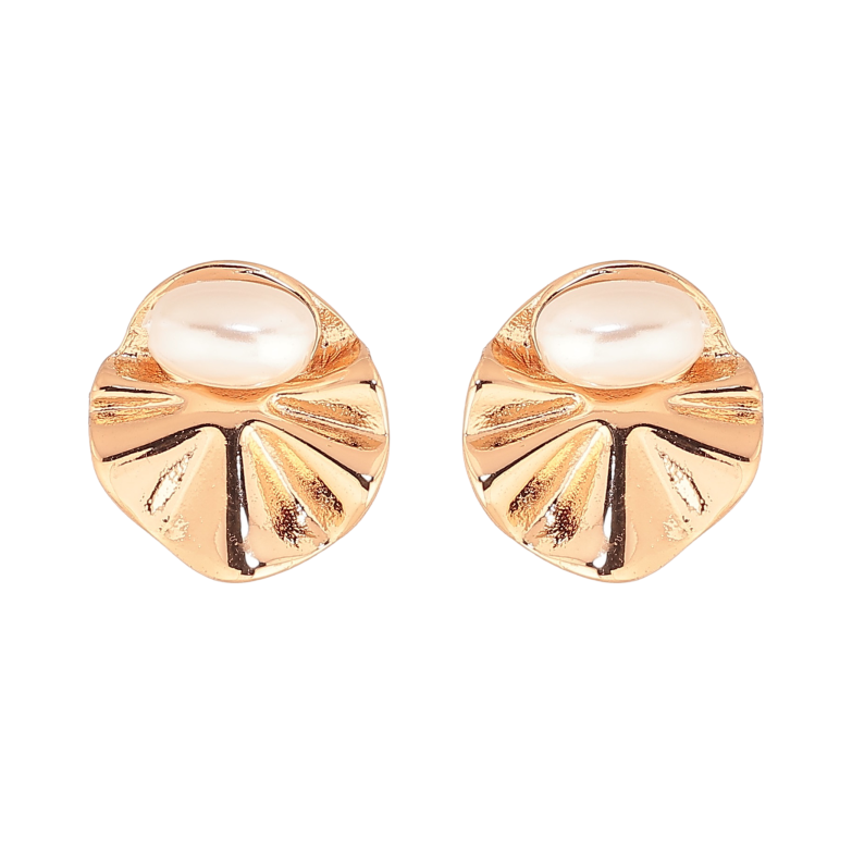 Сережки Xuping колір Позолота 18К пусети "Візерунок з перлинами" фото №1