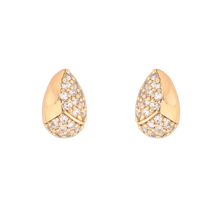Серьги Xuping цвет Позолота 18К пусеты "Капельки с инкрустацией кристаллами" фото №23