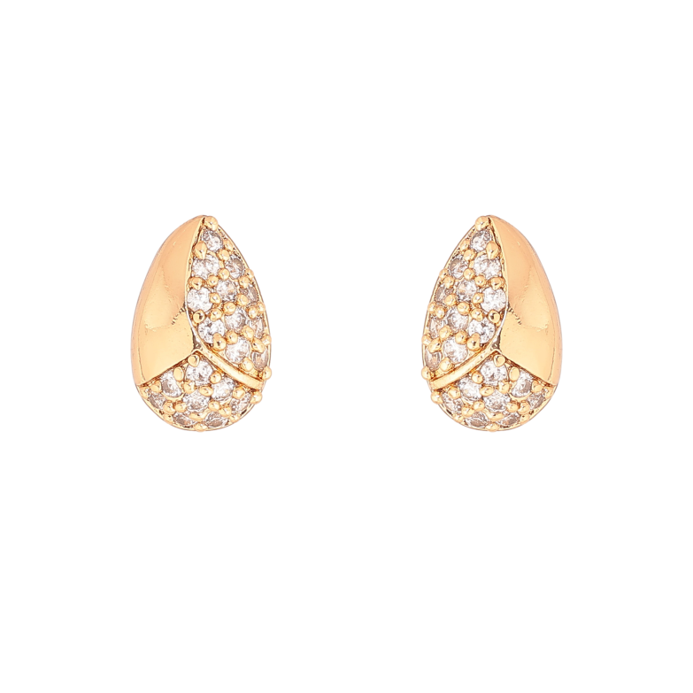 Серьги Xuping цвет Позолота 18К пусеты "Капельки с инкрустацией кристаллами" фото №1