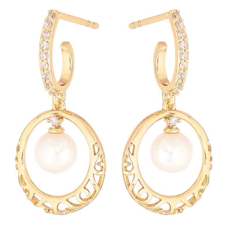 Серьги Xuping цвет Позолота 18К пусеты "Декоративные подвески с жемчужинами" фото №1