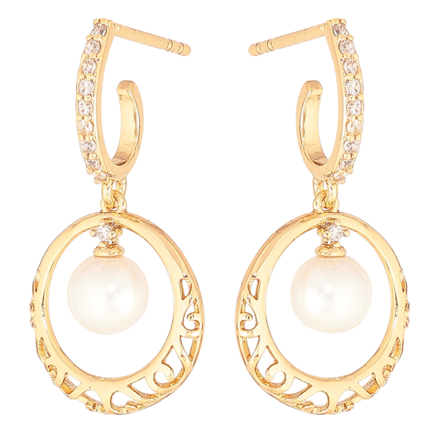 Серьги Xuping цвет Позолота 18К пусеты "Декоративные подвески с жемчужинами" фото №1