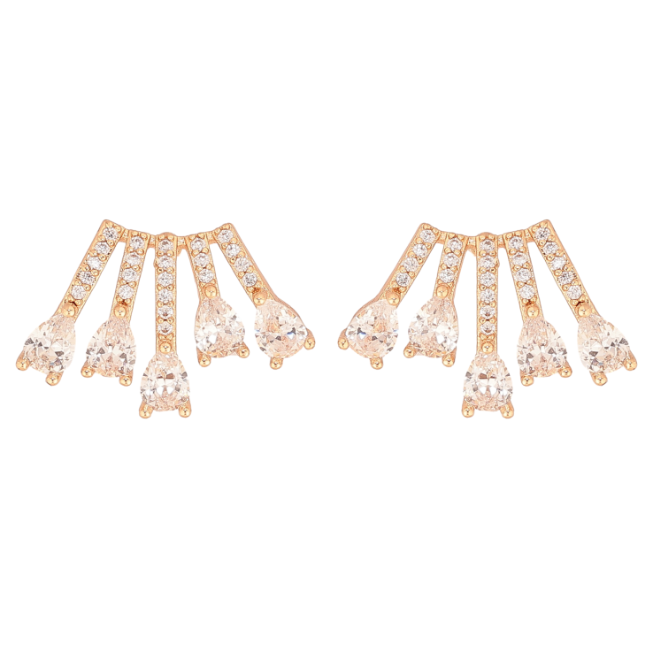 Серьги Xuping цвет Позолота 18К пусеты "Узор с кристаллами" фото №8