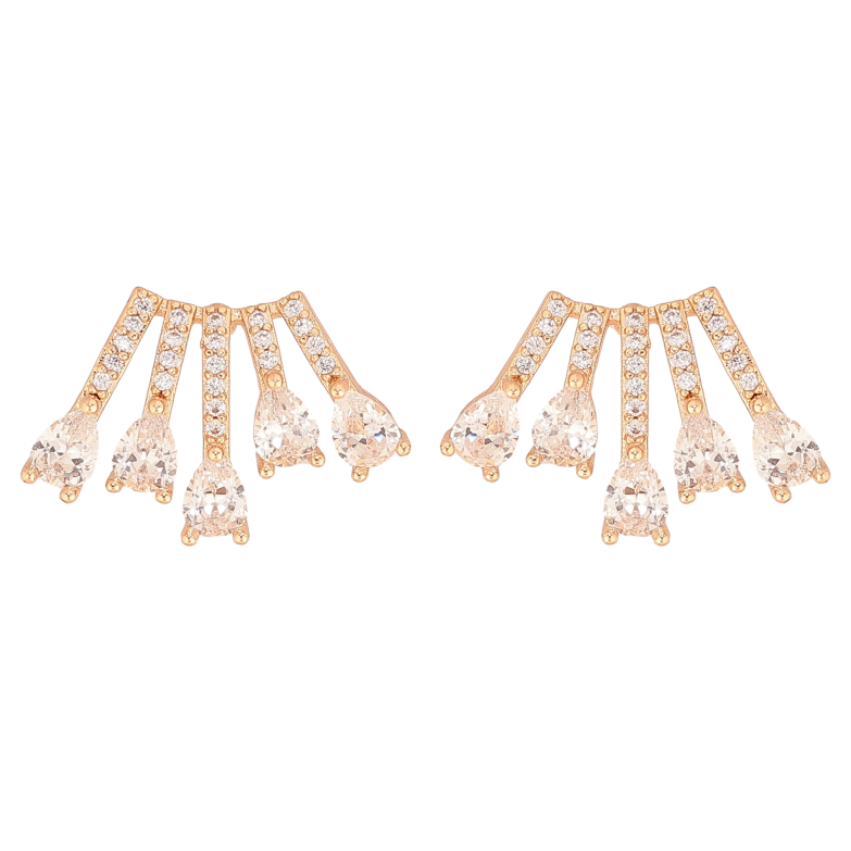 Сережки Xuping колір Позолота 18К пусети "Візерунок з кристалами" фото №1 Сережки Xuping колір Позолота 18К пусети "Візерунок з кристалами" фото №1