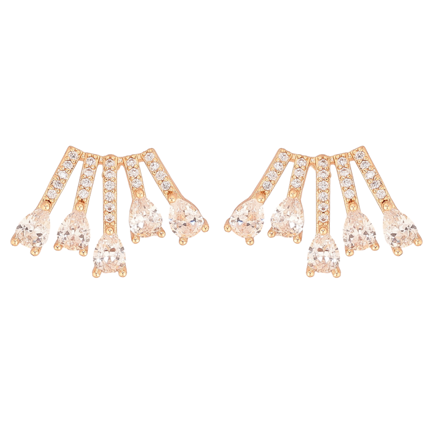 Серьги Xuping цвет Позолота 18К пусеты "Узор с кристаллами" фото №1 Серьги Xuping цвет Позолота 18К пусеты "Узор с кристаллами" фото №1