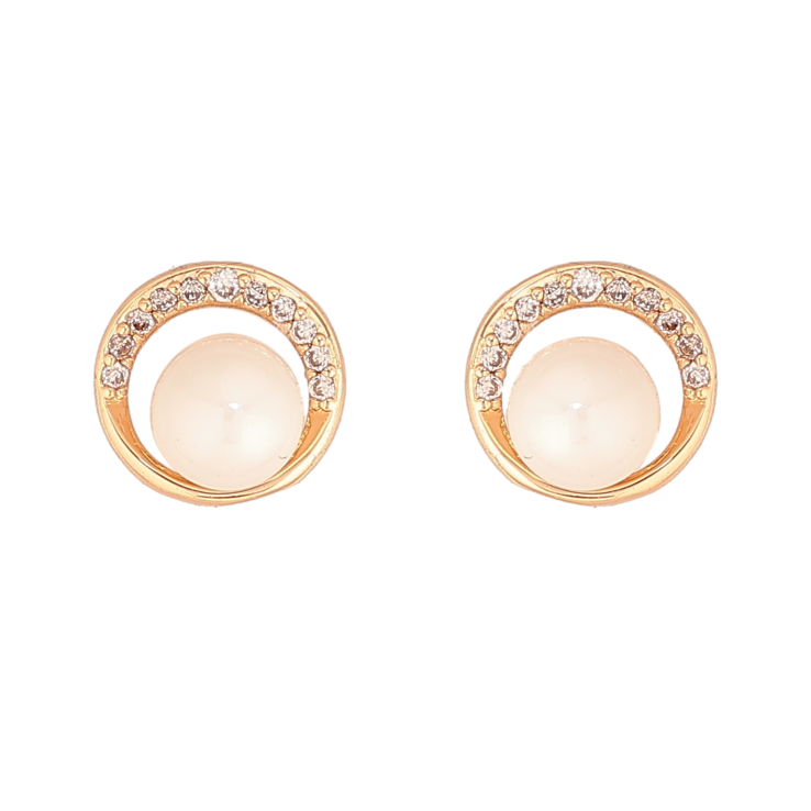 Сережки Xuping колір Позолота 18К пусети "Кола з перлинами" фото №8 Сережки Xuping колір Позолота 18К пусети "Кола з перлинами" фото №8