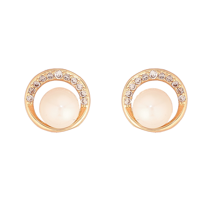 Сережки Xuping колір Позолота 18К пусети "Кола з перлинами" фото №1