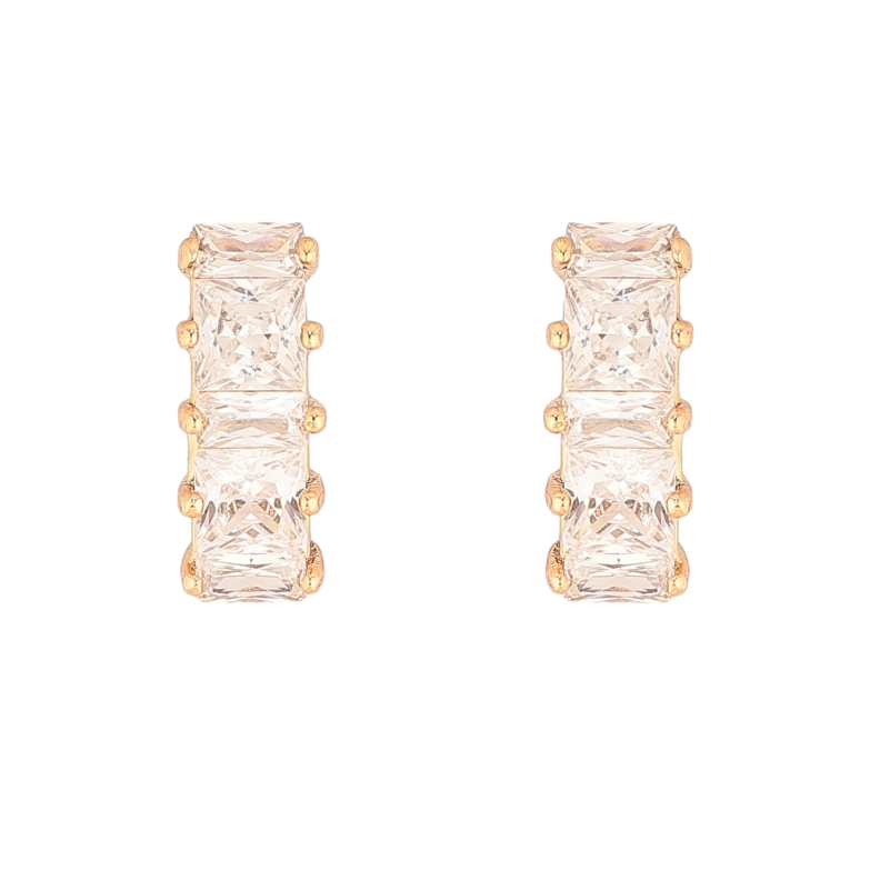 Серьги Xuping цвет Позолота 18К пусеты "Дорожки кристаллов" фото №1