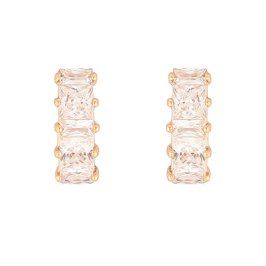 Серьги Xuping цвет Позолота 18К пусеты "Дорожки кристаллов" фото №1