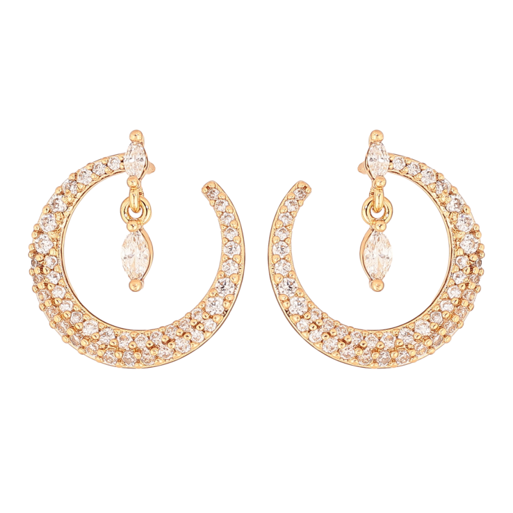 Серьги Xuping цвет Позолота 18К пусеты "Узор с инкрустацией кристаллами" фото №2