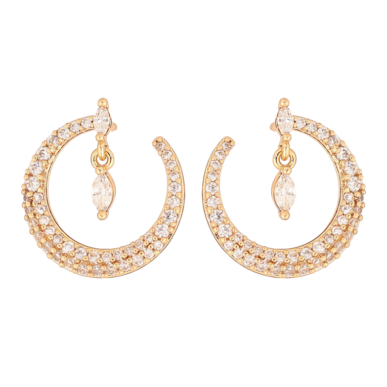 Серьги Xuping цвет Позолота 18К пусеты "Узор с инкрустацией кристаллами" фото №1