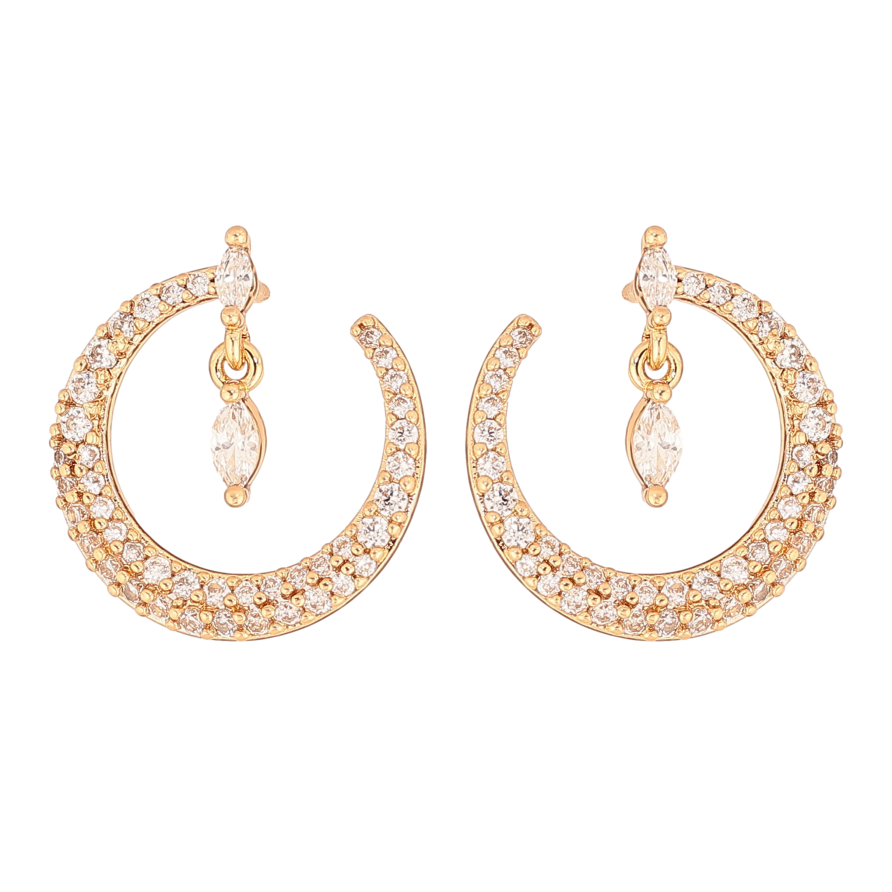 Серьги Xuping цвет Позолота 18К пусеты "Узор с инкрустацией кристаллами" фото №1