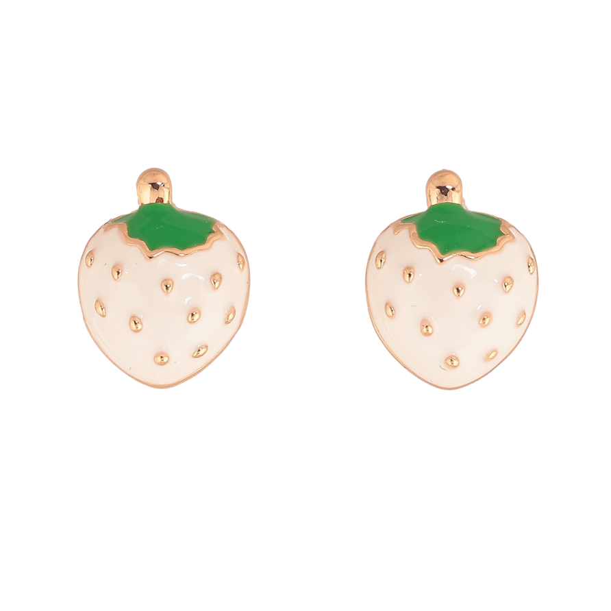 Серьги Xuping цвет Позолота 18К пусеты "Клубнички с эмалью" фото №1