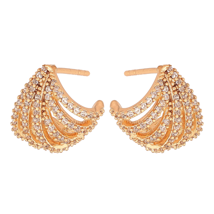 Серьги Xuping цвет Позолота 18К пусеты "Инкрустация кристаллами" фото №22