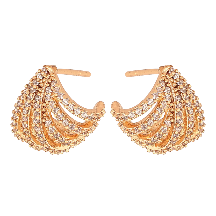 Серьги Xuping цвет Позолота 18К пусеты "Инкрустация кристаллами" фото №1