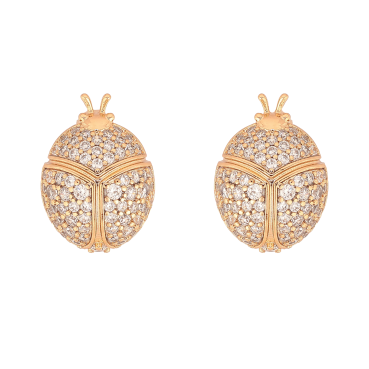 Серьги Xuping цвет Позолота 18К пусеты "Жучки с инкрустацией кристаллами" фото №25