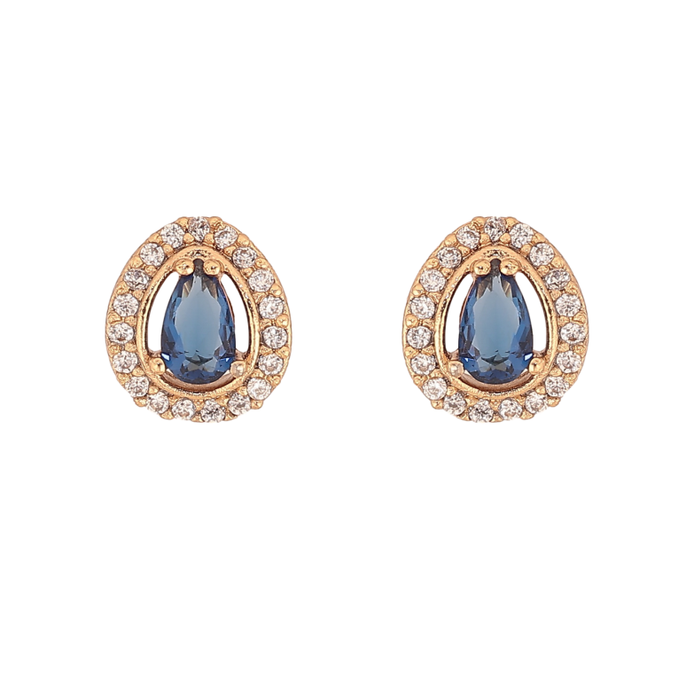 Серьги Xuping цвет Позолота 18К пусеты "Капельки с синими кристаллами" фото №5