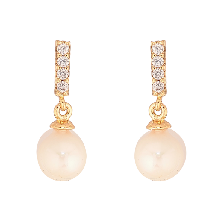 Серьги Xuping цвет Позолота 18К пусеты "Жемчужные подвески" фото №10