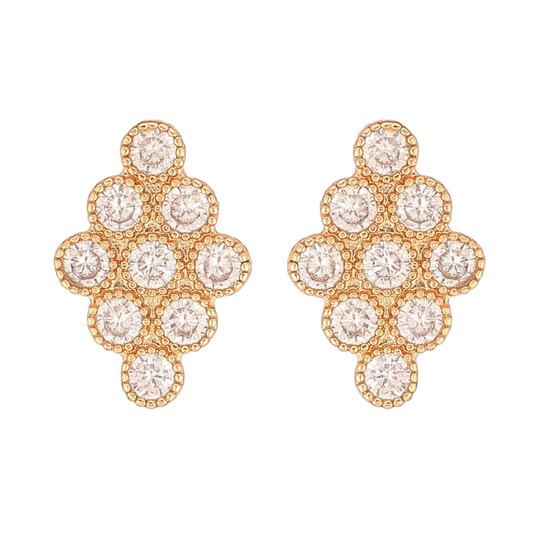 Серьги Xuping цвет Позолота 18К пусеты "Кристальные ромбы" фото №1 Серьги Xuping цвет Позолота 18К пусеты "Кристальные ромбы" фото №1