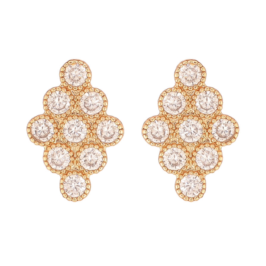 Серьги Xuping цвет Позолота 18К пусеты "Кристальные ромбы" фото №1 Серьги Xuping цвет Позолота 18К пусеты "Кристальные ромбы" фото №1