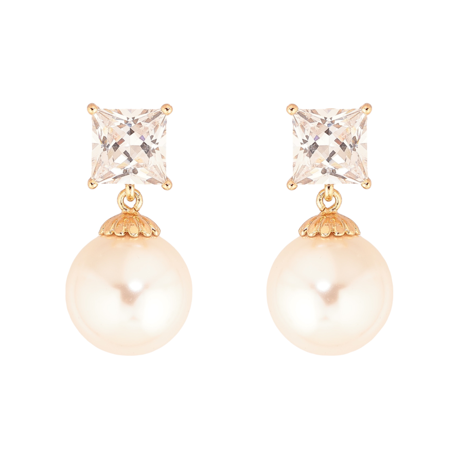 Серьги Xuping цвет Позолота 18К пусеты "Кристаллы с жемчужными подвесками" фото №1 Серьги Xuping цвет Позолота 18К пусеты "Кристаллы с жемчужными подвесками" фото №1