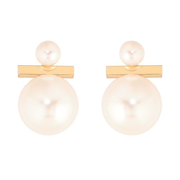 Серьги Xuping цвет Позолота 18К пусеты "Узор с жемчужинами" фото №8