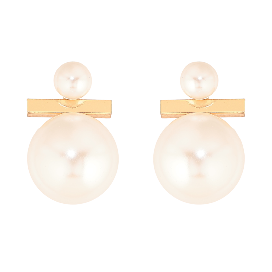 Серьги Xuping цвет Позолота 18К пусеты "Узор с жемчужинами" фото №1