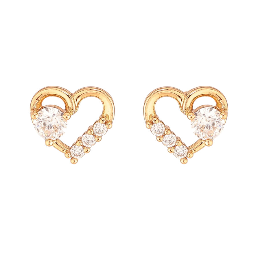 Сережки Xuping колір Позолота 18К пусети "Сердечки з кристалами" фото №1 Сережки Xuping колір Позолота 18К пусети "Сердечки з кристалами" фото №1