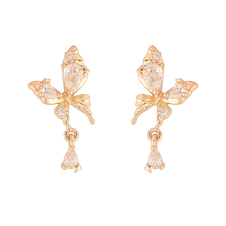 Серьги Xuping цвет Позолота 18К пусеты "Кристальные бабочки" фото №1 Серьги Xuping цвет Позолота 18К пусеты "Кристальные бабочки" фото №1