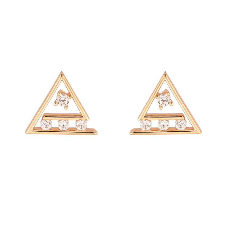 Сережки Xuping колір Позолота 18К пусети "Трикутники з кристалами" фото №6 Сережки Xuping колір Позолота 18К пусети "Трикутники з кристалами" фото №6