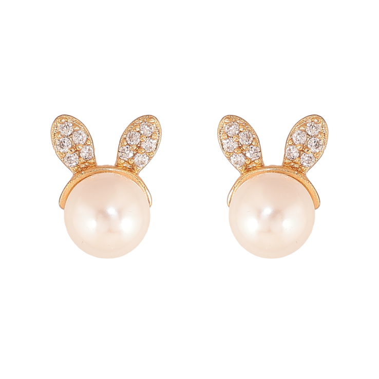 Сережки Xuping колір Позолота 18К пусети "Перлинні зайчики" фото №7 Сережки Xuping колір Позолота 18К пусети "Перлинні зайчики" фото №7