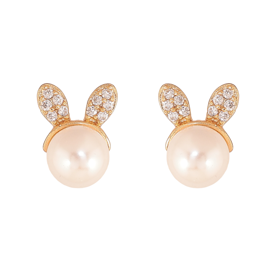 Серьги Xuping цвет Позолота 18К пусеты "Жемчужные зайчики" фото №1