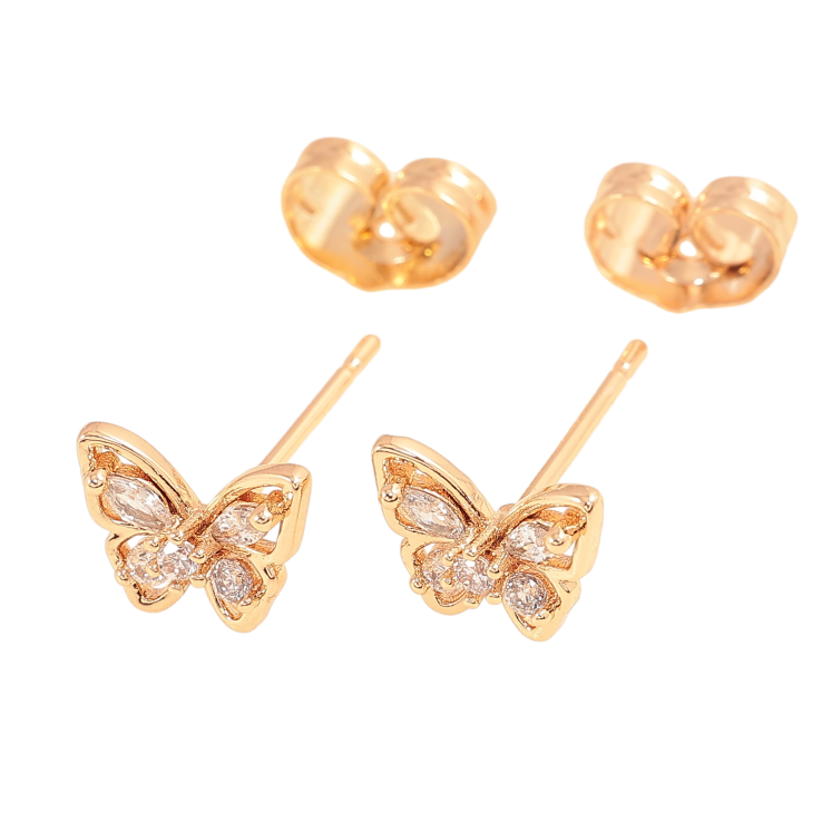 Сережки Xuping колір Позолота 18К пусети "Метелики з кристалами" фото №8 Сережки Xuping колір Позолота 18К пусети "Метелики з кристалами" фото №8