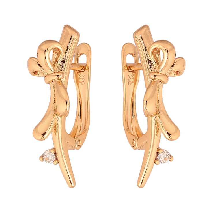 Серьги Xuping цвет Позолота 18К английский замок "Декоративный узор" фото №2