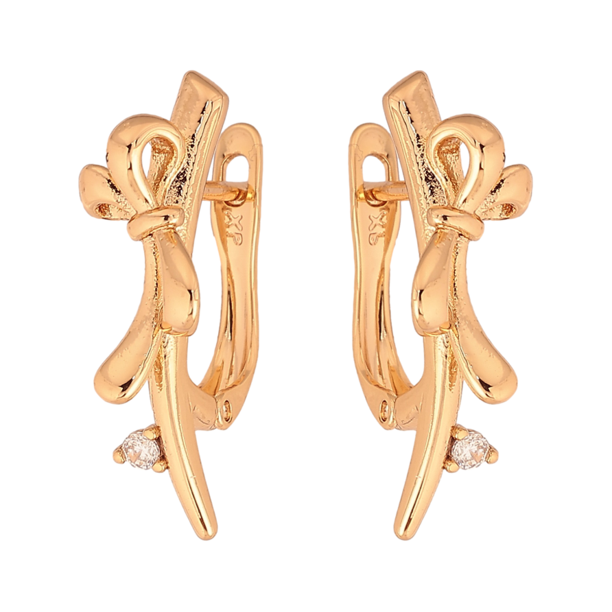 Сережки Xuping колір Позолота 18К англійський замок "Декоративний візерунок" фото №1