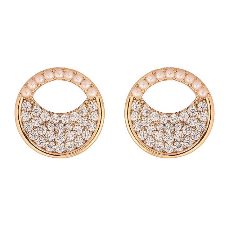 Серьги Xuping цвет Позолота 18К пусеты "Круглые с инкрустацией кристаллами и жемчужинками" фото №20