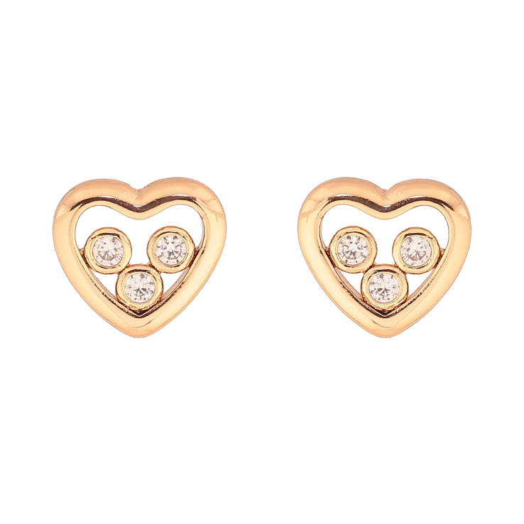 Серьги Xuping цвет Позолота 18К пусеты "Сердечки с кристаллами" фото №25