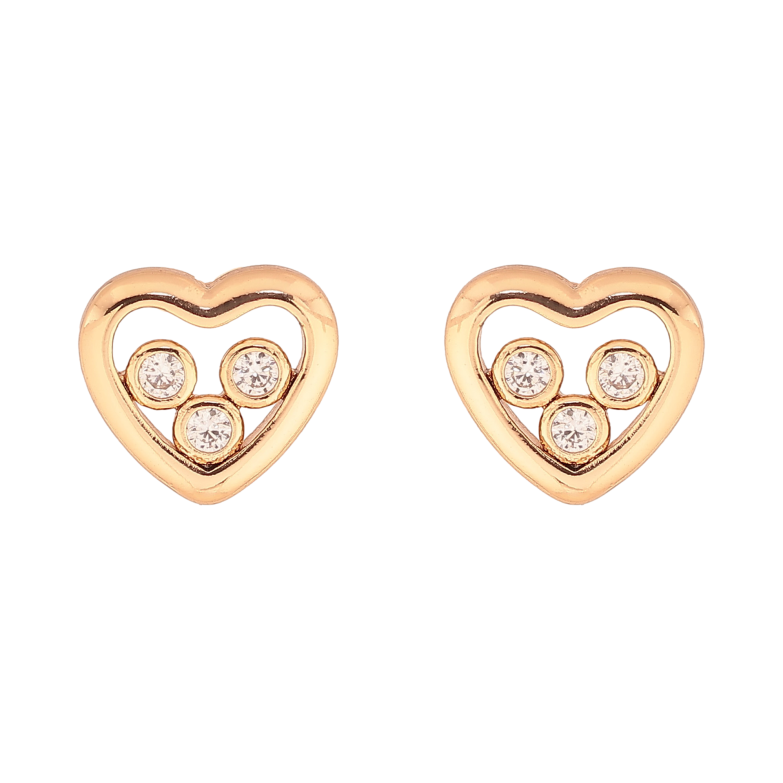 Серьги Xuping цвет Позолота 18К пусеты "Сердечки с кристаллами" фото №1