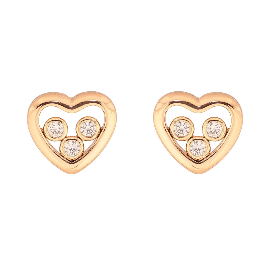 Серьги Xuping цвет Позолота 18К пусеты "Сердечки с кристаллами" фото №1