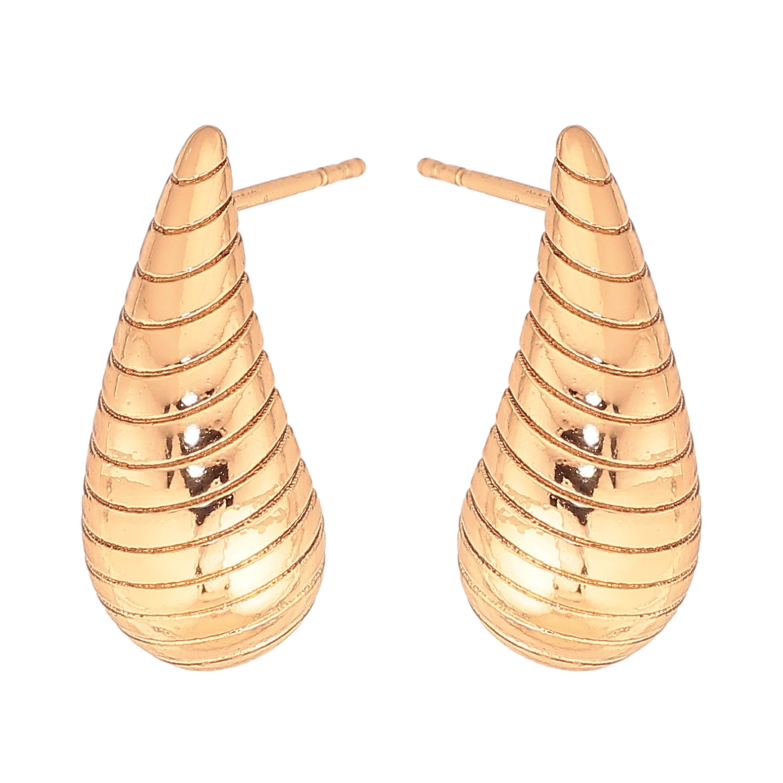 Сережки Xuping колір Позолота 18К пусети "Об'ємні крапельки з візерунком" фото №8