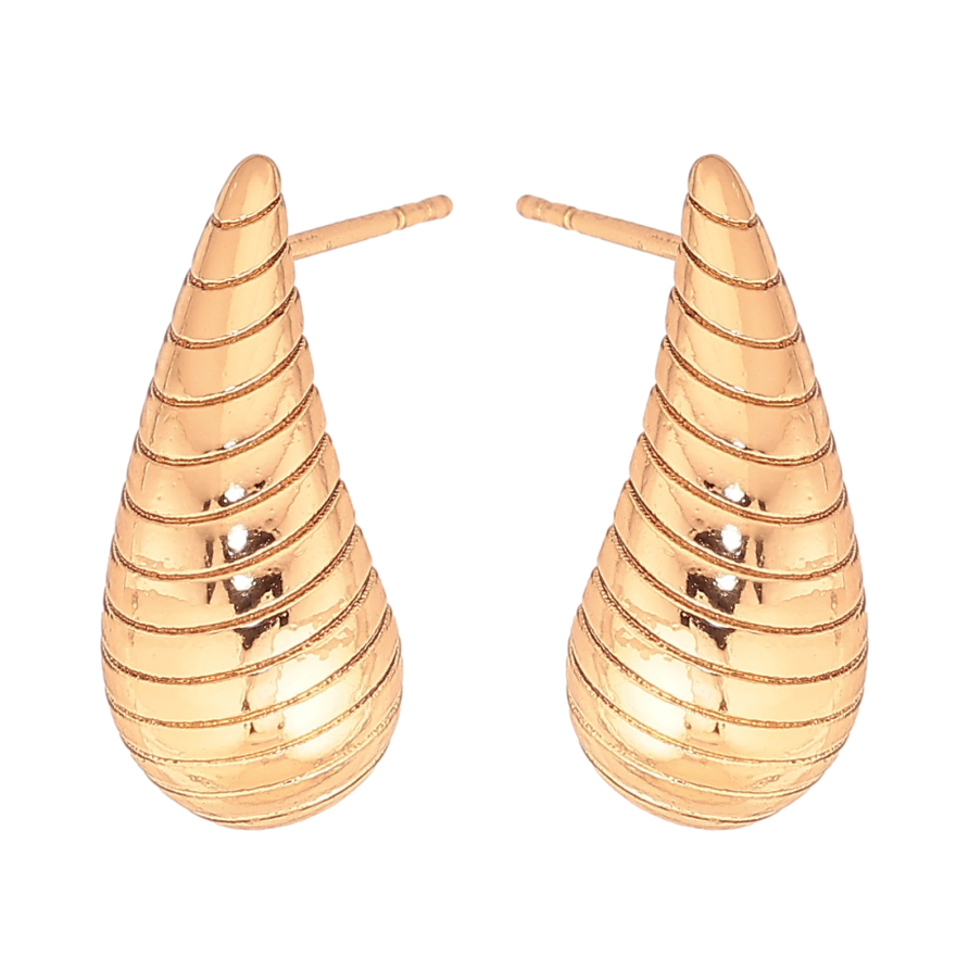 Серьги Xuping цвет Позолота 18К пусеты "Объёмные капельки с узором" фото №1