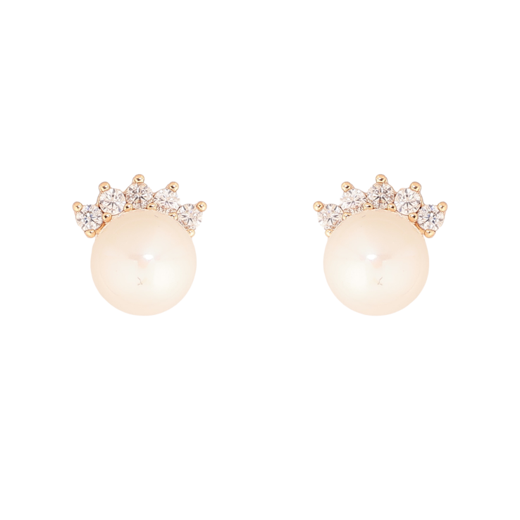 Сережки Xuping колір Позолота 18К пусети "Перлини з кришталевою короною" фото №17 Сережки Xuping колір Позолота 18К пусети "Перлини з кришталевою короною" фото №17