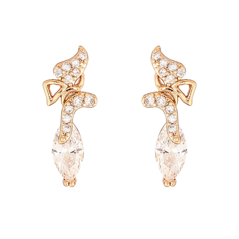 Сережки Xuping колір Позолота 18К пусети "Метелики з кристалами" фото №1