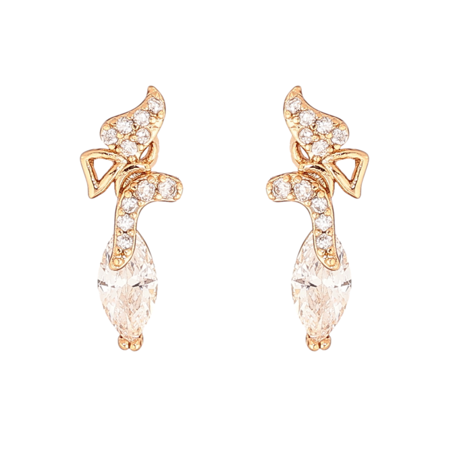 Серьги Xuping цвет Позолота 18К пусеты "Бабочки с кристаллами" фото №1
