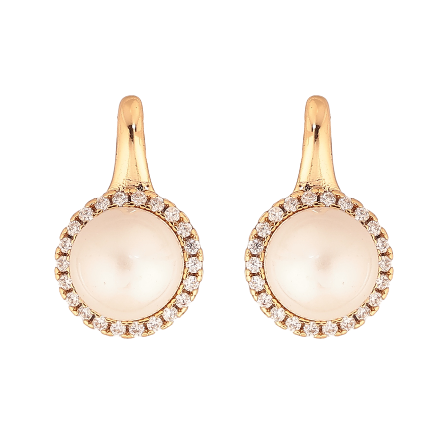 Серьги Xuping цвет Позолота 18К пусеты "Жемчужины в обрамлении кристаллов" фото №1